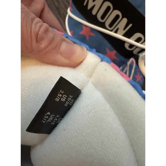 Moon Boot Icon Retrobiker Pink Blue Stars Snow Boots US Sz 5/6 NEW $300 MSRP - Picture 5 of 16